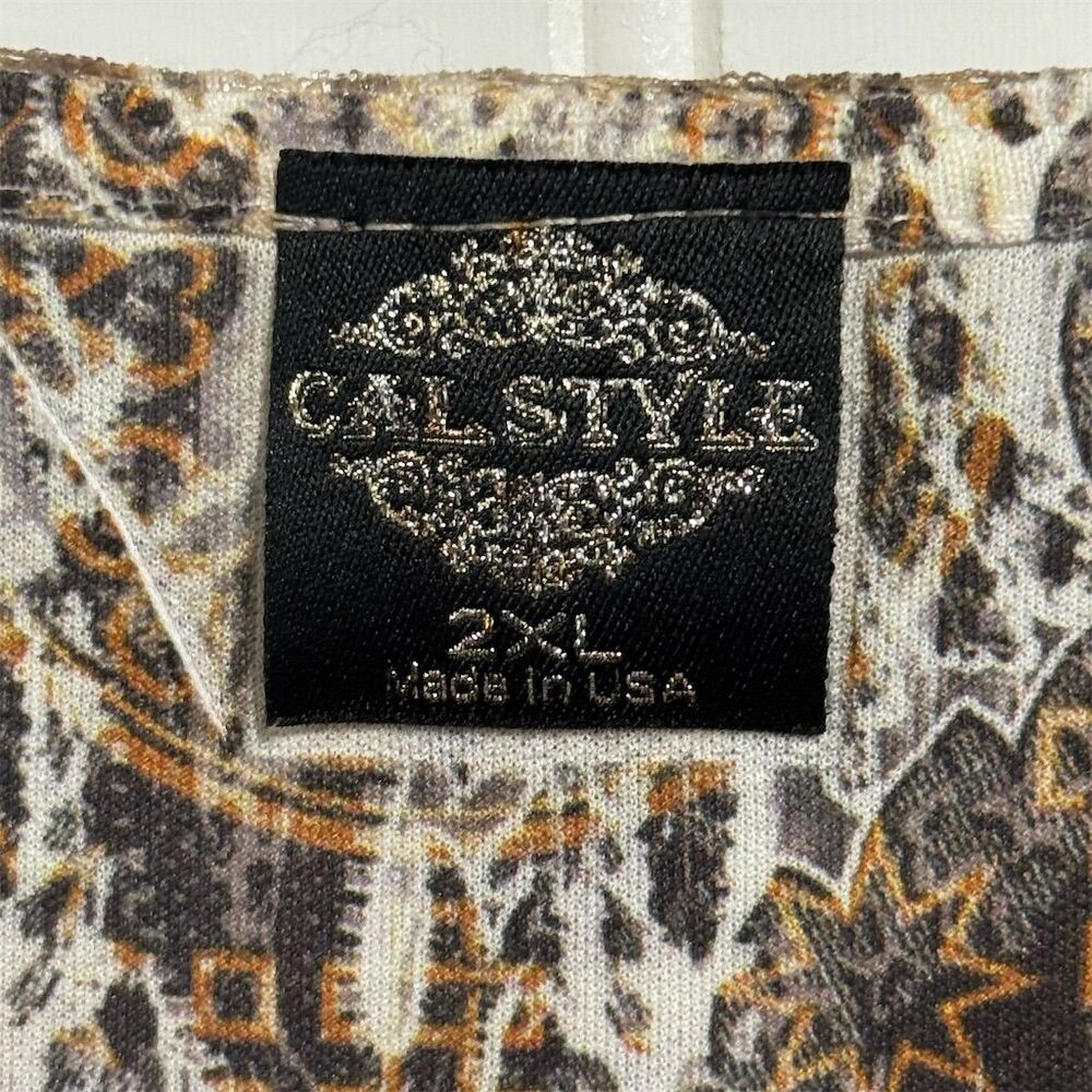 Cal Style Plus Tunic 2XL Brown Sheer Crinkle Lace Overlay‎ Ruffle Hem Whimsigoth - Picture 6 of 7